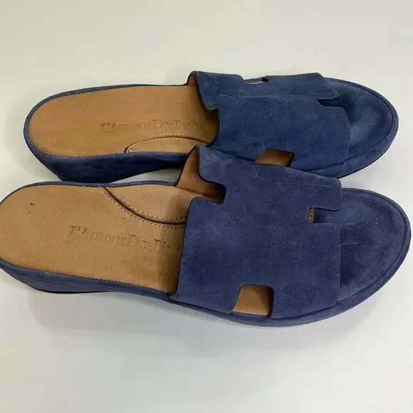 L'Amour Des Pieds Women’s Catiana Slip On Sandal Navy Suede, Size 6.5M - Picture 4 of 10